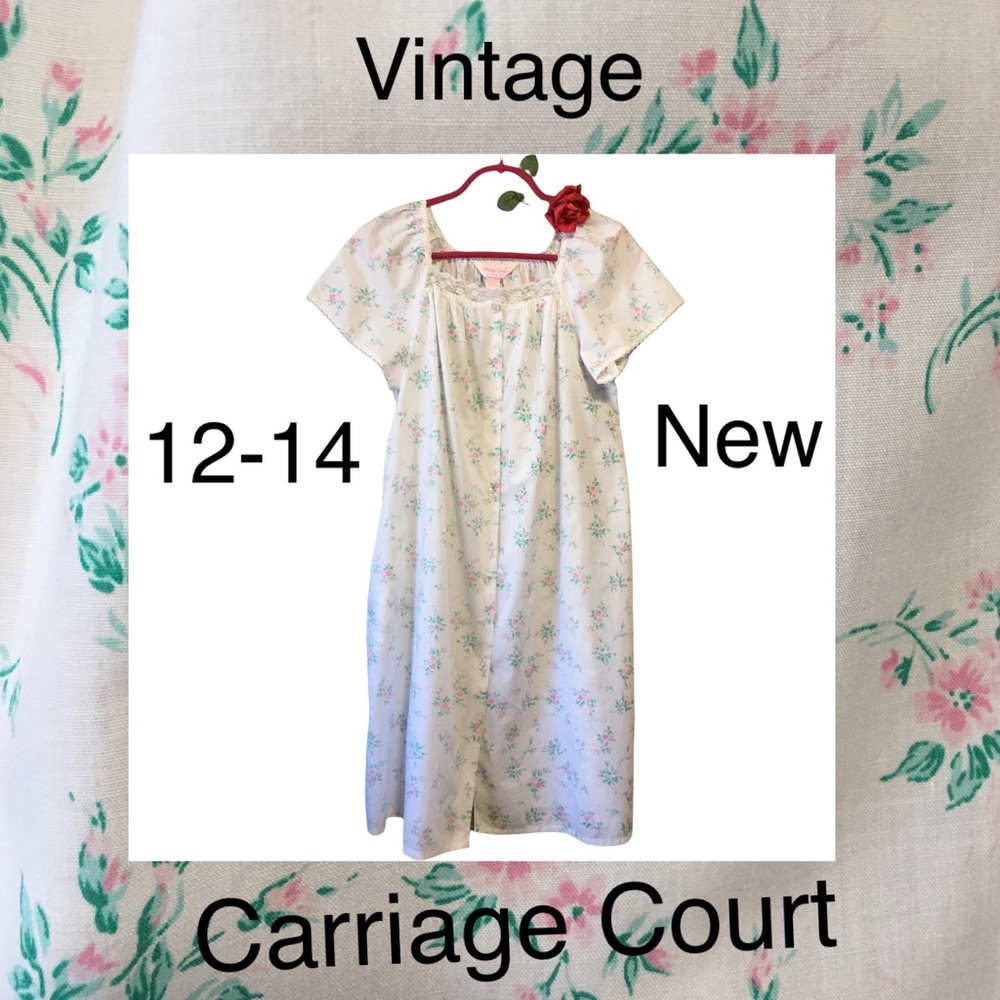 Vtg Robe Carriage Court Floral Shabby Chic colors PINK WHITE GREEN 12-14 M. NWOT